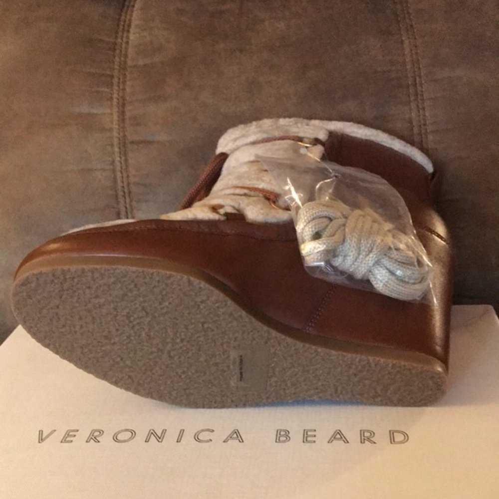 LAST PAIR! new VERONICA BEARD Leather Elfred Wedge Boots Hazel 9J6 - Picture 6 of 9